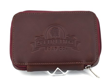 Premium Leather Razor Blade Case - Burgundy Sale