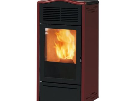 Pellet stove Italiana Camini Piro 2 bordeaux 6.9 kW with air Supply