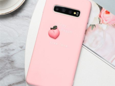 3D Fruit Silicone Phone Case in Pink with a Peach Online