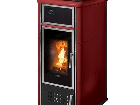 Klover Belvedere 20 26 kW Idro wood stove + ACS kit Bordeaux Lucido Online Sale