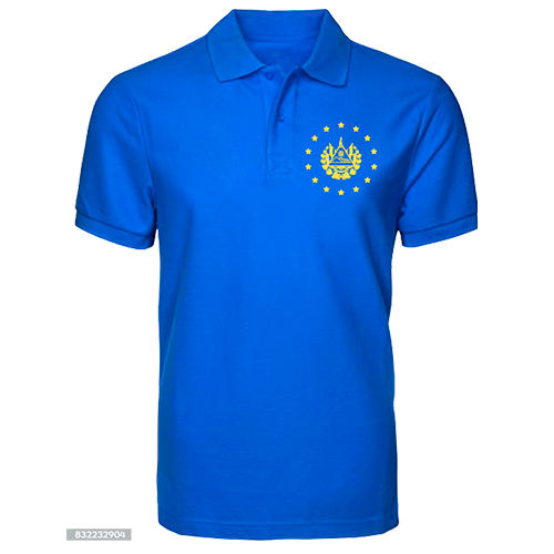 El Salvador Gold Embroidery Shield Blue Polo Shirt - Unisex Online Hot Sale