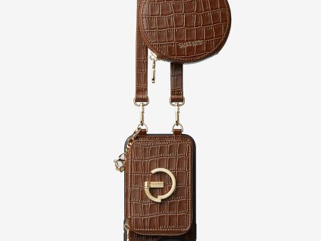 Crocodile Design Set- Detachable Wireless Charging Crossbody E-Stand Wallet Phone Case Round Pouch Set Online Hot Sale