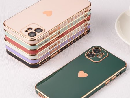 Full Lens Protection Plated Heart Phone Case For iPhone Online now