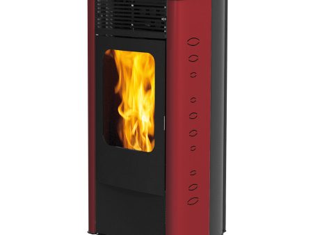 Italiana Camini pellet stove Dida2 Plus 13 kW with ducted air in burgundy For Cheap