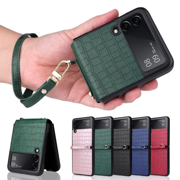 Leather Hand Strap Anti-fall Phone Case for Samsung Galaxy Z Flip Series Cheap