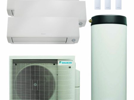 Daikin Multi+ trial split air conditioning and domestic hot water system - Perfera All Seasons internal units 9000+9000+12000 BTU - 90 l tank For Sale