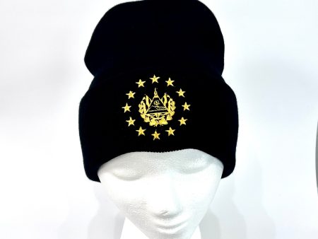 El Salvador Shield Embroidery Black Beanie  - Unisex Online Sale