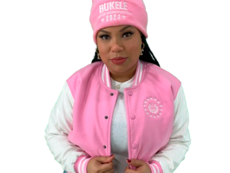 El Salvador Pink Varsity Jacket Embroidery Shield - Unisex For Sale