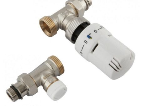 Ercos thermostatic kit with thermostatic valve and straight lockshield 1 2  connections for radiators Fashion