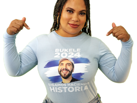 Nayib Bukele President 2024 Reelection Light Blue Long Sleeve T-Shirt - Unisex on Sale