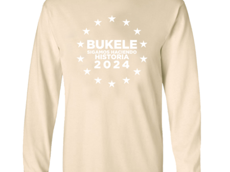 Nayib Bukele Beige Long Sleeve T-shirt Reelection 2024 - Unisex For Sale