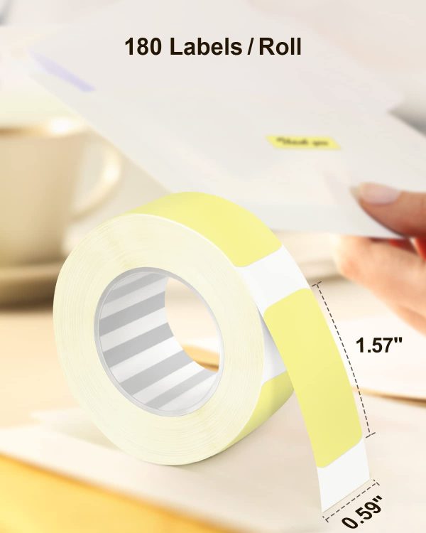 Thermal Label Maker Tape Adapted P10 Label Maker, Standard Laminated Office Labeling, 15mmx40mm 0.5x1.57inch, 180 Labels Roll, P10 Thermal Printing Label Paper (Yellow) Online Sale