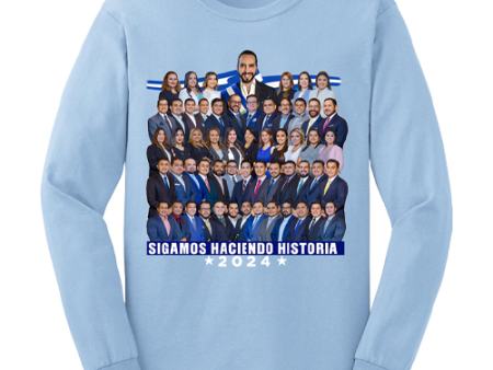 Nayib Bukele Deputies Light Blue Long Sleeve T-shirt El Salvador - Unisex Discount