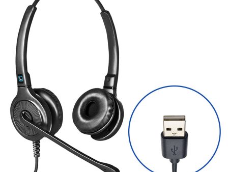 Leitner LH255 Dual-Ear USB Headset with Ultra Noise-Canceling Microphone Online Sale